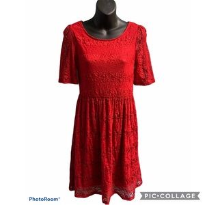 Red lace Overlay Dress JRS Medium Holiday Dressy